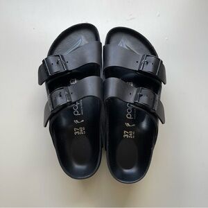 Papillio Birkenstock Black Double Buckle Slide Sandals 37 (W6)